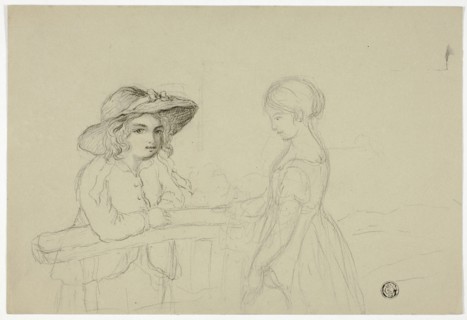 Two Girls at Gate, n.d.