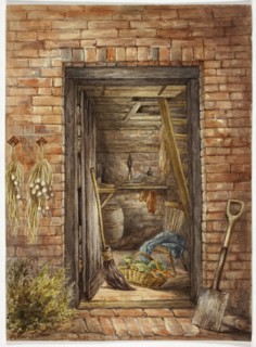 Brick Wall with Open Door and Shovel, 1852.