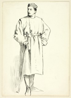 Standing Man Holding Stick, Hand on Hip, n.d.
