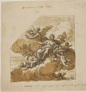 Flora Design for Closet Ceiling (left) and Statue of Apollo Design for Blank Niche (right), for Bateman House, London, c. 1718.