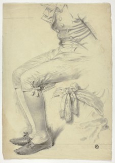 Seated Figure and Sketch of Sash Tied Around Torso, n.d.