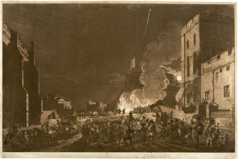 Windsor Castle from the Lower Court on the Fifth of November—Fireworks, 1776.