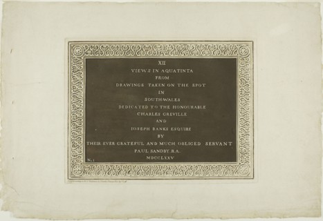Title Page, from Twelve Views in Aquatinta from Drawings taken on the Spot in South Wales, 1775.