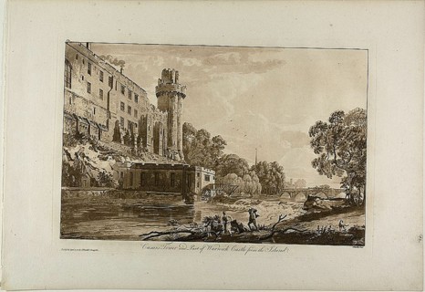 Caesar’s Tower and Part of Warwick Castle from the Island, plate three from Views of Warwick Castle, January 1776.