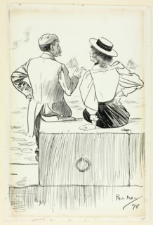 Man and Woman Sitting on Wharf, 1898.