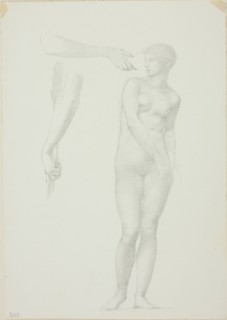 Standing Female Nude and Sketches of Arms, c. 1873-77.