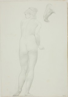 Backview of Standing Nude Woman and Sketch of a Foot, c. 1873-77.