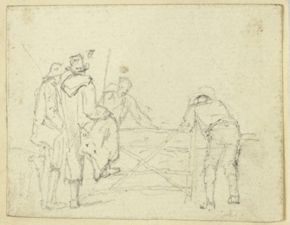 Five Figures at Gate, n.d.