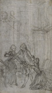 Study for Vignette-Frontispiece in Charles-Simon Favart's "L'Amitié à L'Epreuve", c. 1771.