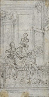Study for Vignette-Frontispiece in Charles-Simon Favart's "L'Amitié à l'Epreuve", c. 1771.