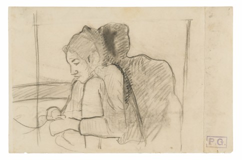 Seated Tahitian Woman (recto), Sketches of Roosters and Chickens (verso), 1891/93.