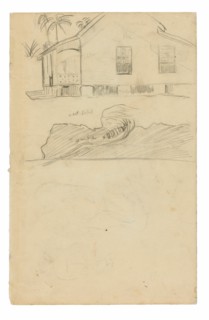 Sketches of Tahitian Residence with Color Notations and Dogs, 1891/93.