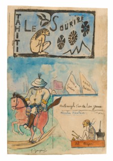 Caricatures of Gauguin and Governor Gallet, with headpiece from Le sourire, 1900.