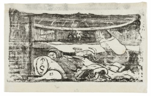 Interior of a Tahitian Hut, from the Suite of Late Wood-Block Prints, 1898/99.