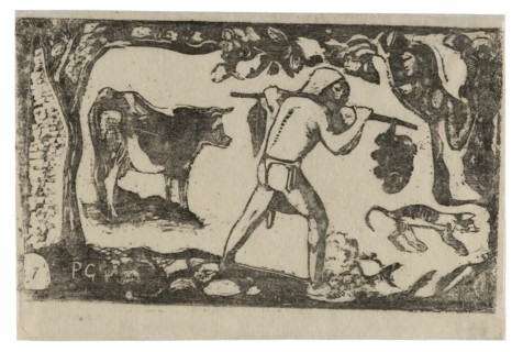 Tahitian Carrying Bananas, from the Suite of Late Wood-Block Prints, 1898/99.