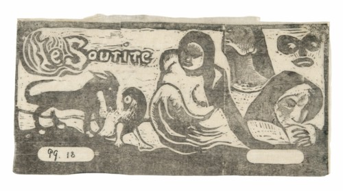 Three People, a Mask, a Fox, and a Bird, headpiece for Le sourire, 1899.