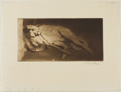 Reclining Cat Stretched Out from Left to Right, 1128.