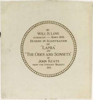 Title Page for the "Odes and Sonnets of John Keats", n.d.