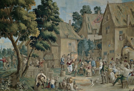 Village Fete (Saint George's Fair), from a Teniers series, Brussels, c. 1710. Woven at the workshop of Gaspard (Jasper) van der Borcht, after a design by David II Teniers. Detail from a larger artwork...