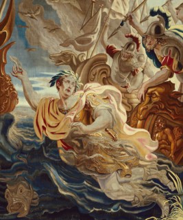 Caesar Throws Himself into the Sea, from 'The Story of Caesar and Cleopatra', Flanders, c. 1680. Woven at the workshop of Willem van Leefdael, after a design by Justus van Egmont. Detail from a larger...