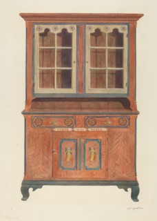 Painted Cabinet, c. 1939. (Note: Name Rebeca Braun, dated 1828).