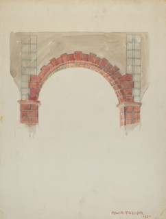 Restoration Drawing: Main Doorway & Arch to Mission House, 1936.