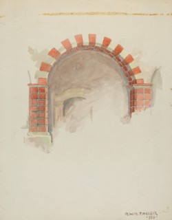 Restoration Drawing: Main Doorway and Arch to Mission House, 1936.