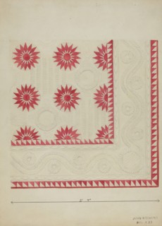 Quilted Applique Coverlet, c. 1936.
