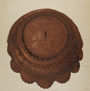 Tooled Leather Cover for Baptismal Font, 1936.