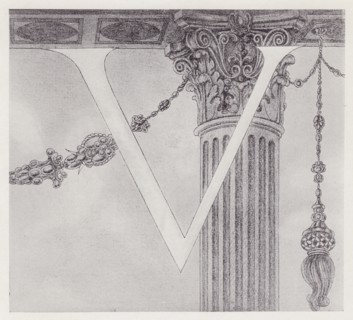 Initial Letter V (Column) to Volpone, 1898. Creator: Aubrey Beardsley.