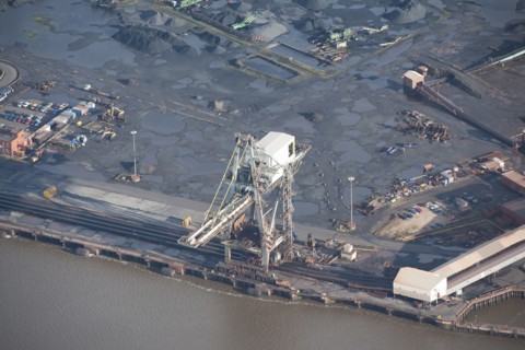 Quay crane at Teesside Steel Works, Redcar and Cleveland, 2015. Creator: Dave MacLeod.