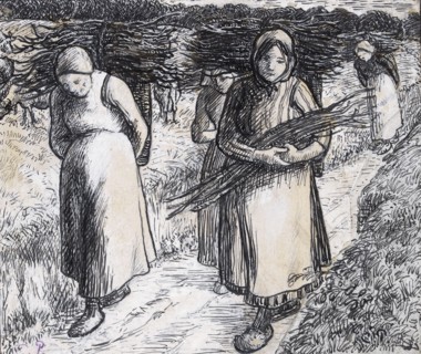 Compositional study for 'Faggot bearers', 1845 - 1903. Creator: Camille Pissarro.