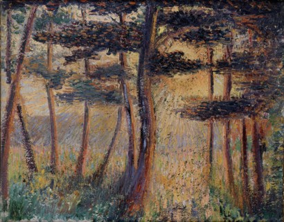 Sunset through Trees, c. 1882. Creator: Camille Pissarro.