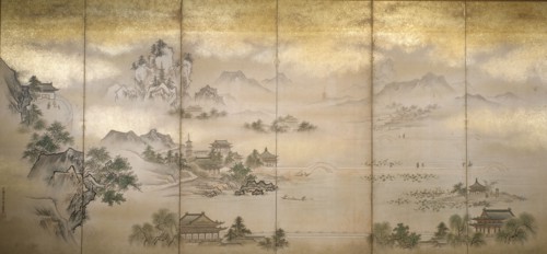 Six fold screen depicting views of Lake Xi Hu, late 17th century. Creator: Kano Joshin.