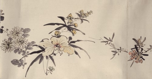 Flowering plants of the four seasons, 1842. Creator: Oda Kaisen.