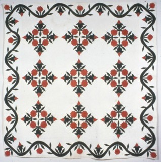 Bedcover (A Wreath of Roses Quilt), Illinois, 1850.  Creator: Sarah Slane.