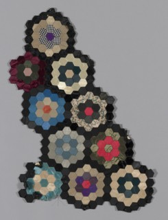 Fragments from Bedcover (Mosaic or Honeycomb Quilt), United States, 1876. Creator: Unknown.