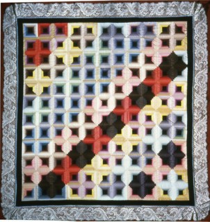 Bedcover (Log Cabin Quilt), United States, 1875/1900. Creator: Unknown.