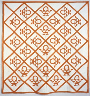 Bedcover (Cherry Baskets), United States, c. 1862. Creator: Unknown.