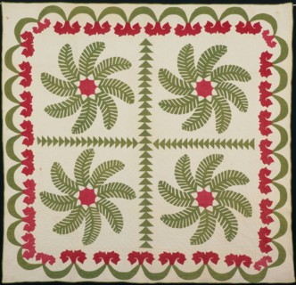Bedcover (Princess Feather or Ostrich Plume Quilt), United States, c. 1850. Creator: Unknown.