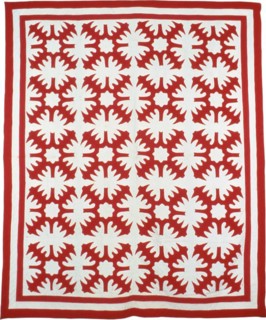 Bedcover (Star and Oak Leave Motif), Wisconsin, 1880's. Creator: Unknown.