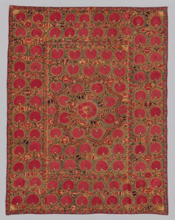 Suzani (large hanging or cover), Uzbekistan, 1840/1890. Creator: Unknown.