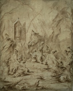 Ballad Singer at a Shrine of the Virgin, 1720/25. Creator: Alessandro Magnasco.