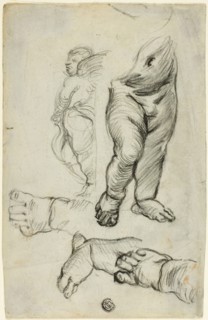 Sketches of Putti (recto); Study for Ornament (verso), 1837/75 (recto); n.d. (verso). Creator: Alfred George Stevens.