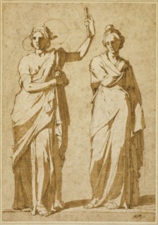 Two Standing Female Figures (Studies after Classical Statuary), 1580/84. Creator: Andrea Boscoli.