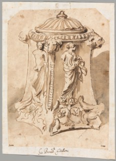 Antique Carved Marble Candelabra Base, 1642/44 or 1647/51. Creator: Andrea di Lione.
