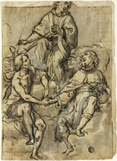 Saint Clement Flanked by Saints Sebastian and Roch, n.d. Creator: Andrea Lilio.