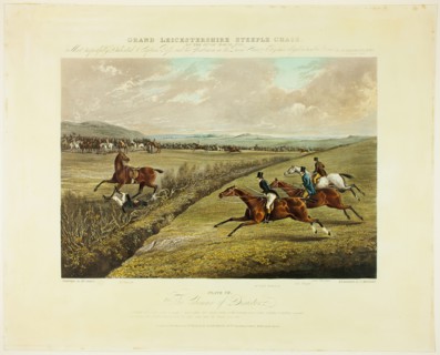 Climax of Disaster, from Grand Leicestershire Steeplechase, published 1830. Creator: Charles Bentley.