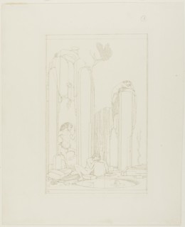 Centaur, Two Figures, and Ruins, c. 1890-1900. Creator: Charles S Ricketts.