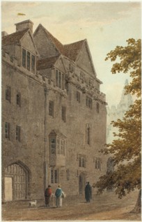 Old Magdalen Hall from the Gravel Walk Burnt Down A.D., 1815/16. Creator: Frederick Mackenzie.